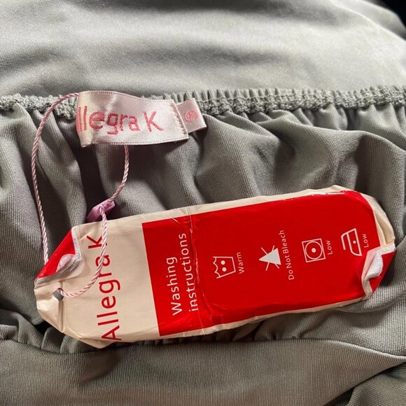 ALLEGRA K Gray Black SASH Halter Mock-wrap Cocktail JUMPSUIT Romper *SMALL* - Picture 7 of 7